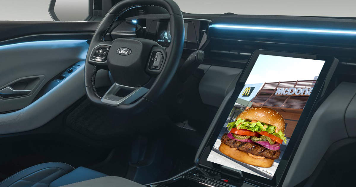 Reklamy v autě? Ano, Ford si patentoval systém, který to umožní. Zobrazí si je na displeji, stejně jako na internetu