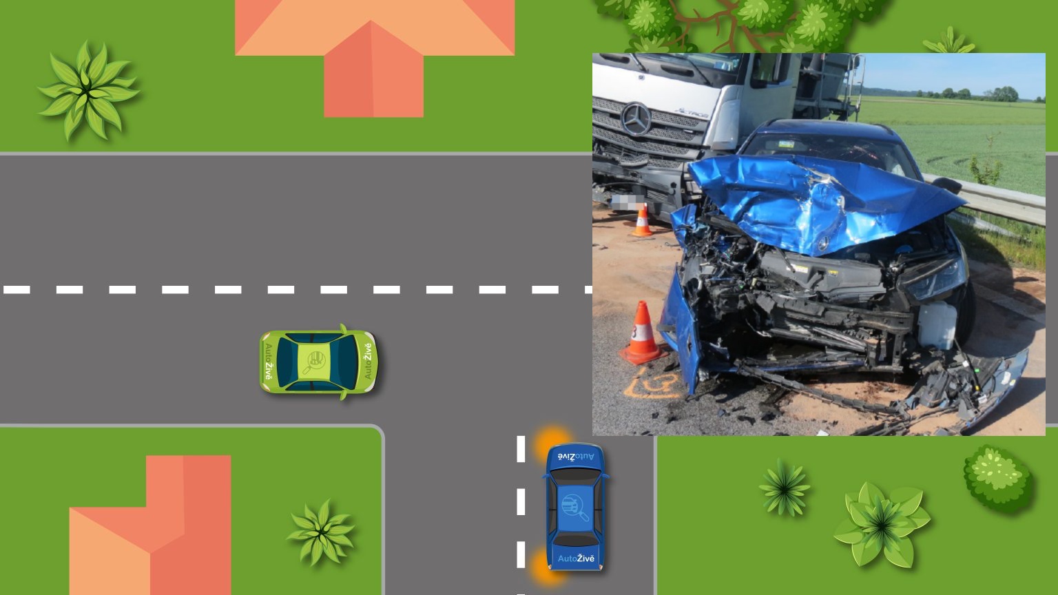 Které auto jako první projede křižovatkou? Pravidla platí jasně, ovšem co je na obrázku, splete i ostříleného řidiče