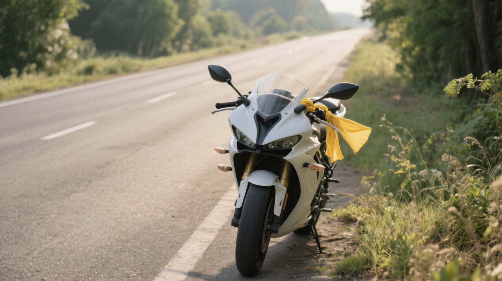 Uvidíte-li na silnici motorku se žlutým kusem látky na řídítkách, zastavte. Tento mezinárodní signál znamená jediné
