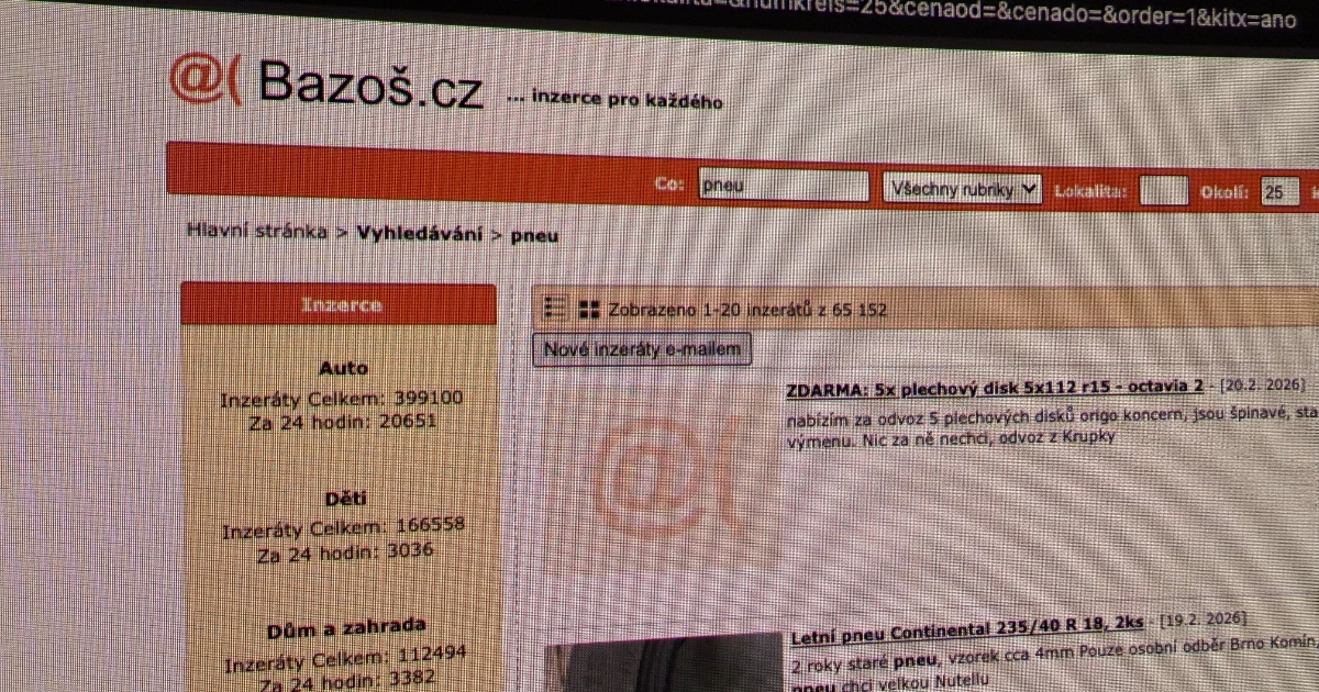 Chtěl na Bazoši prodat pneumatiky za 1 000 Kč, do hodiny mu kupující z účtu vyluxoval 189 000 Kč