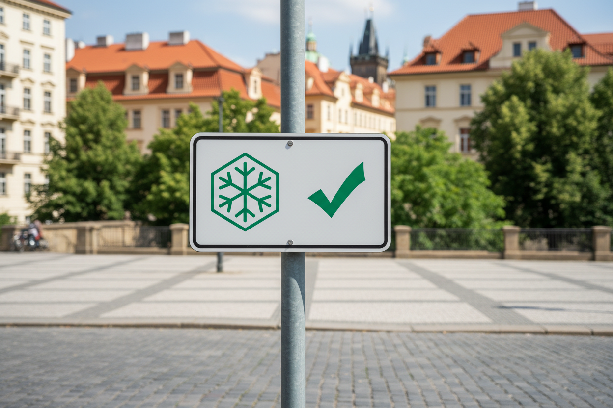 Záhadná značka se sněhovou vločkou. Význam má hlavně pro cyklisty, upozorňuje na dobře udržovanou cestu