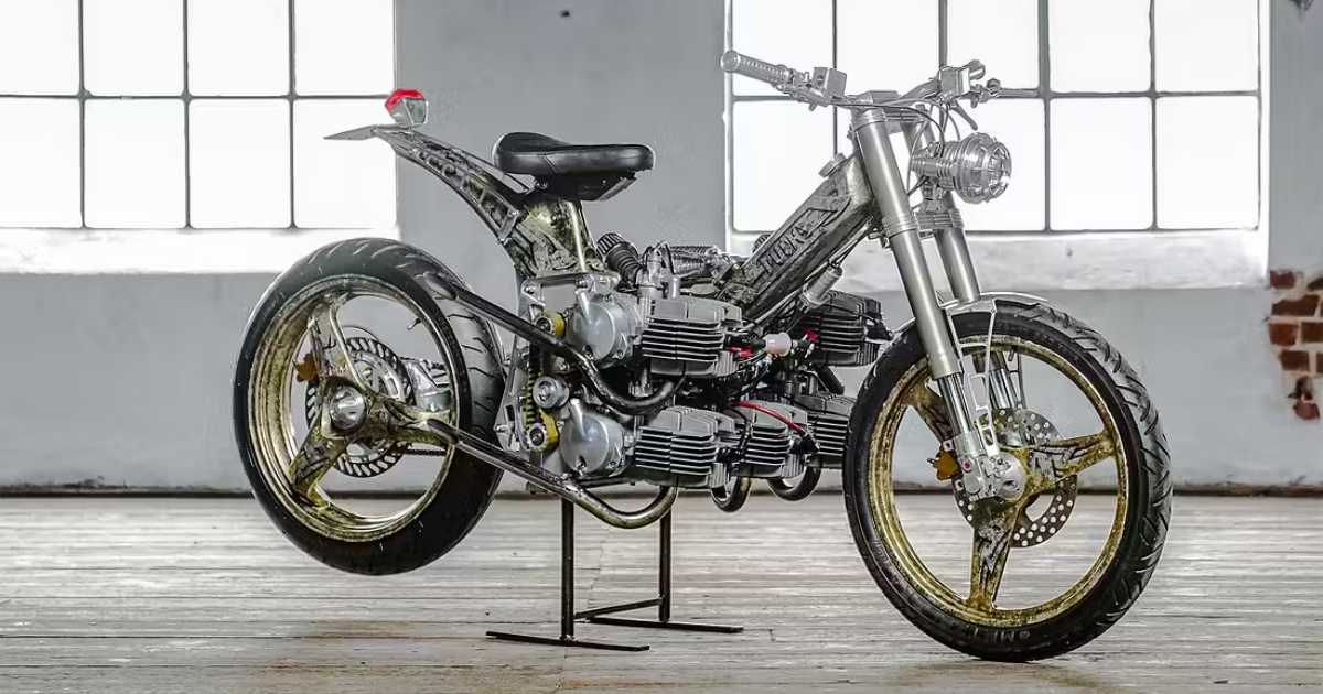 Kutil vzal moped z roku 1976 a udělal z něj pětiválec o 350 kubících. Hluk 127,5 decibelu slyšíte přes celou vesnici